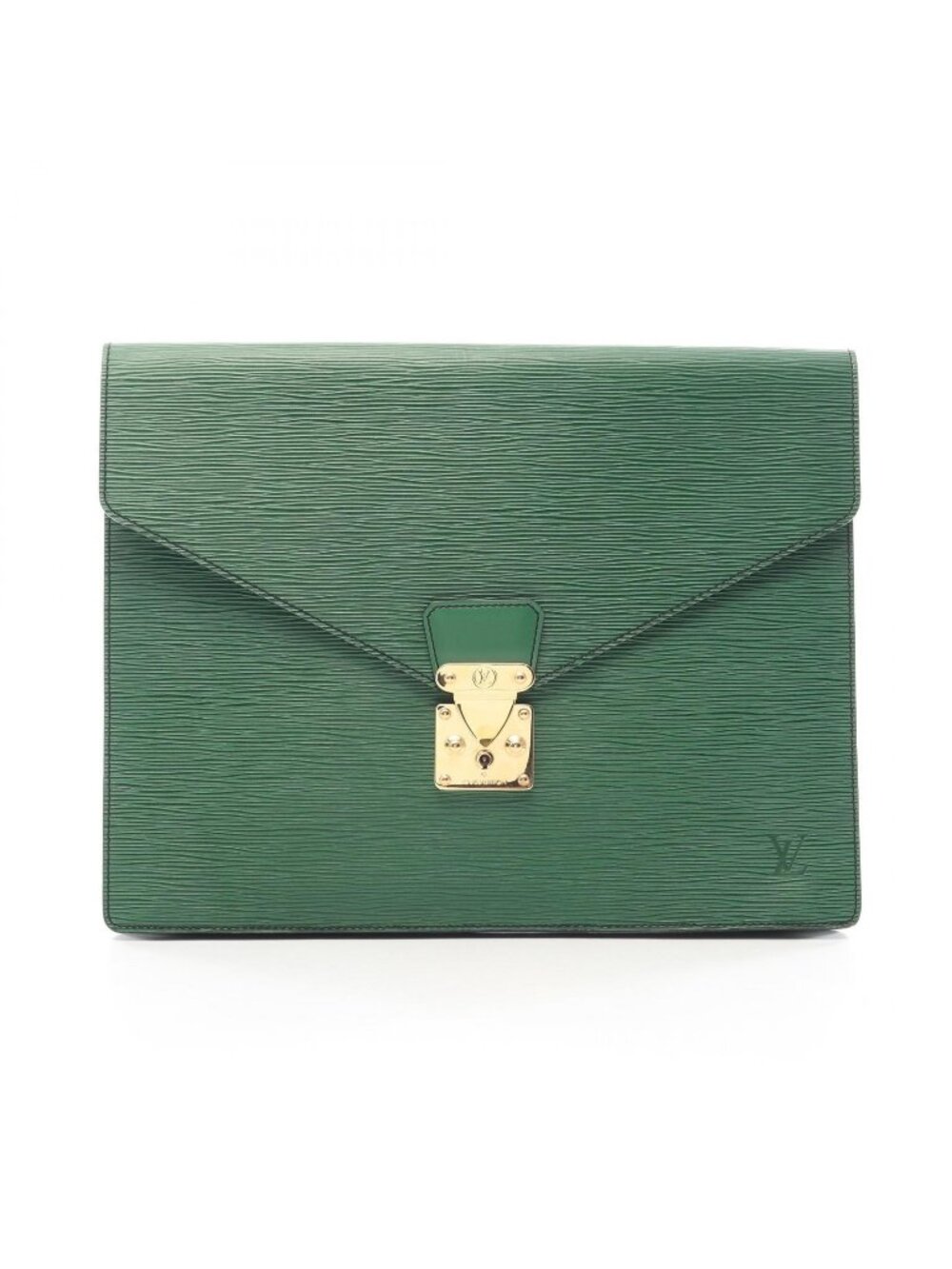 Louis Vuitton Clutch Porte Documents Senatur Borneo Green Leather